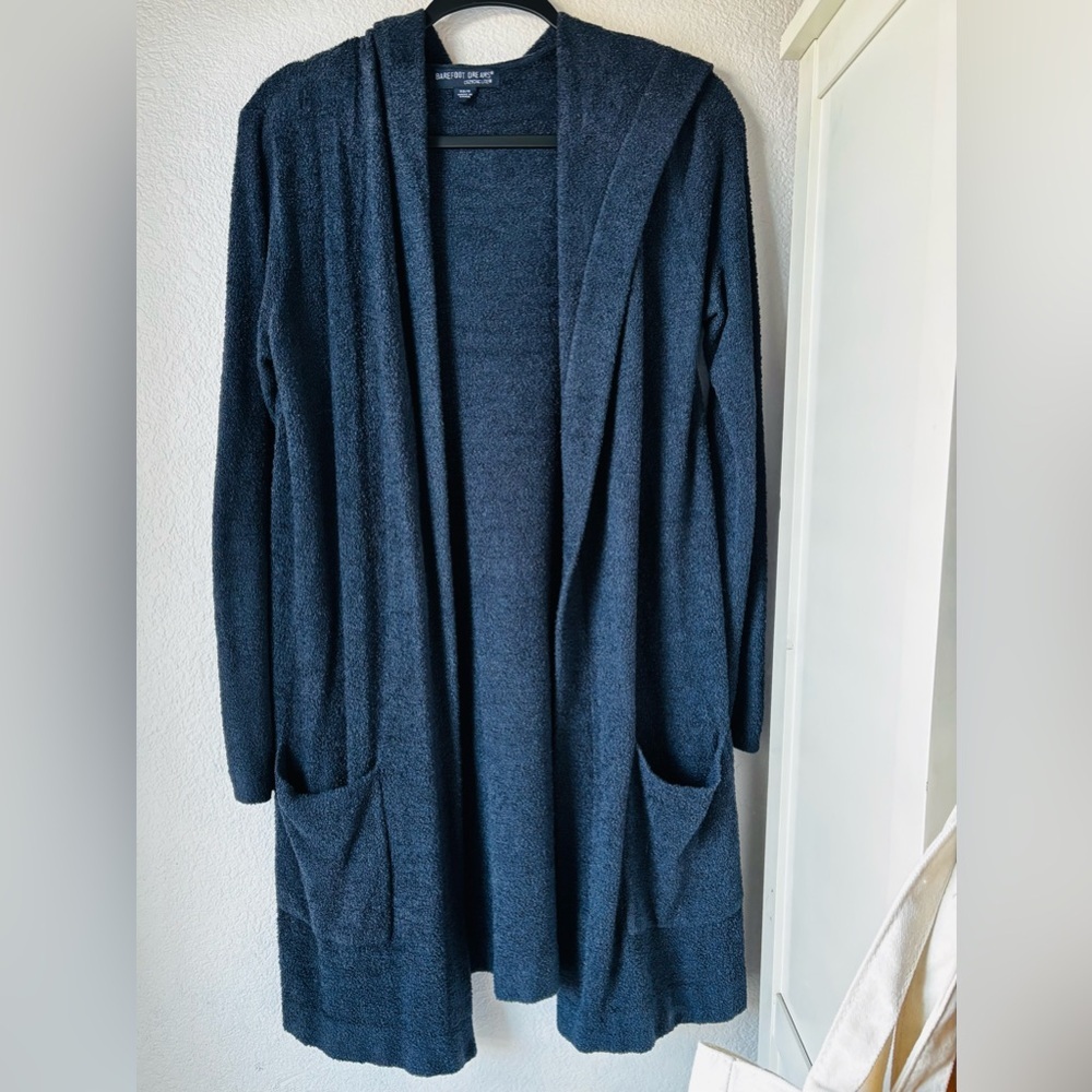 Barefoot Dreams CozyChic Lite Relaxed Hooded Cardi with/Pockets